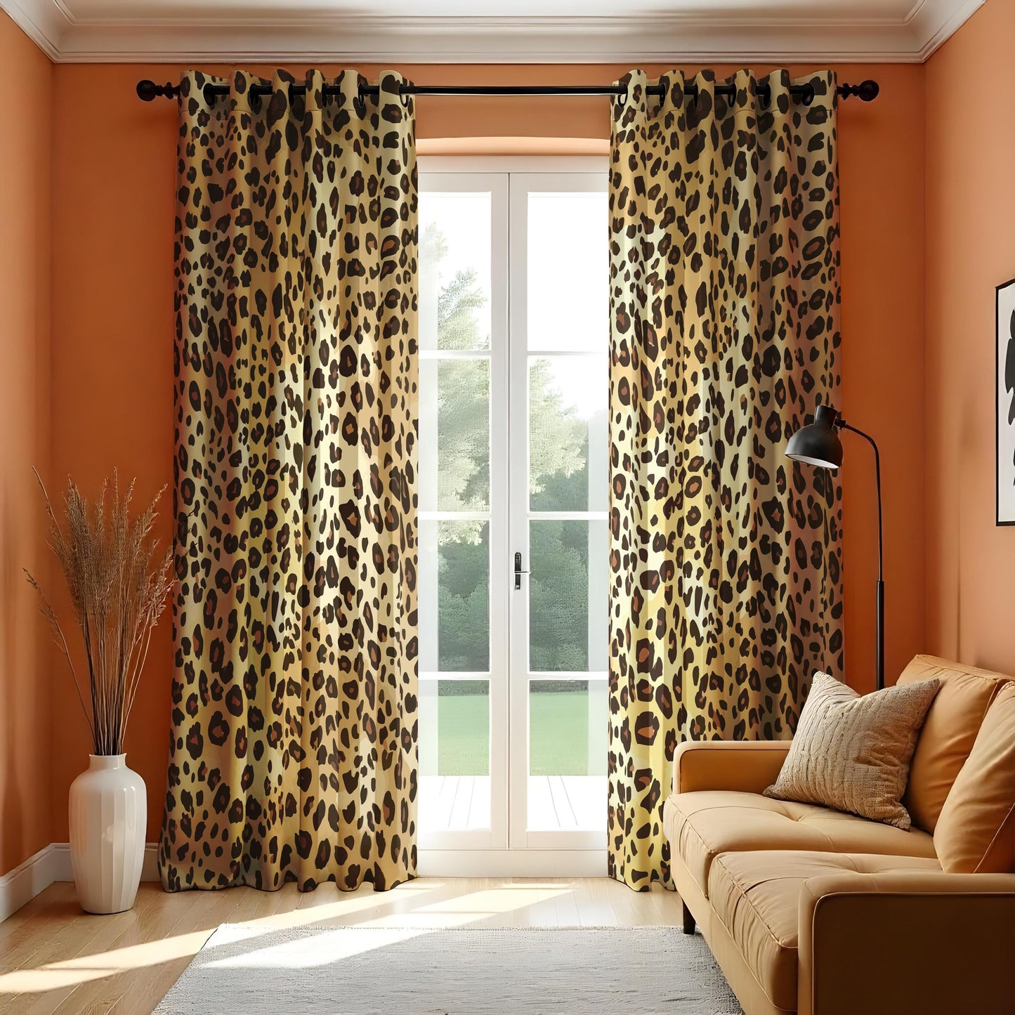 Classic Leopard Print Curtain, Bold Brown & Tan Animal Print Design