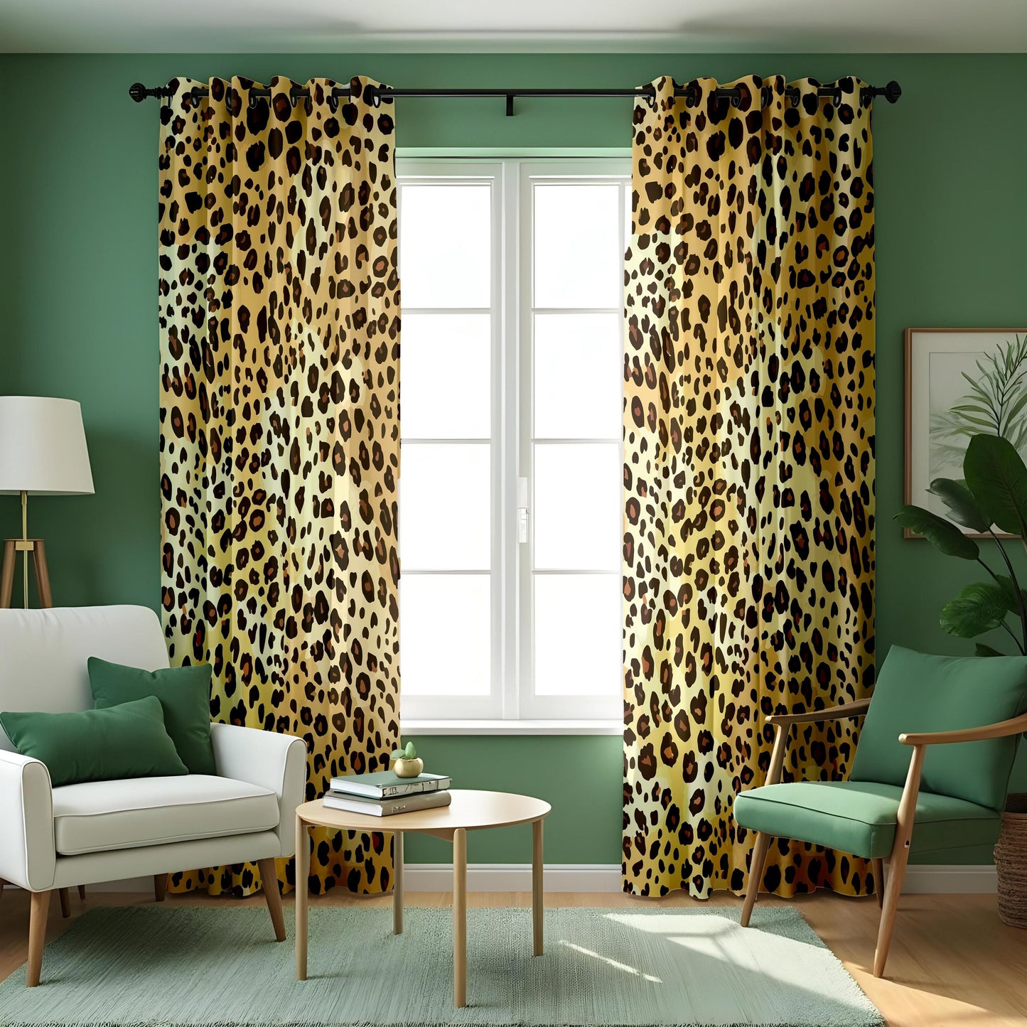 Classic Leopard Print Curtain, Bold Brown & Tan Animal Print Design