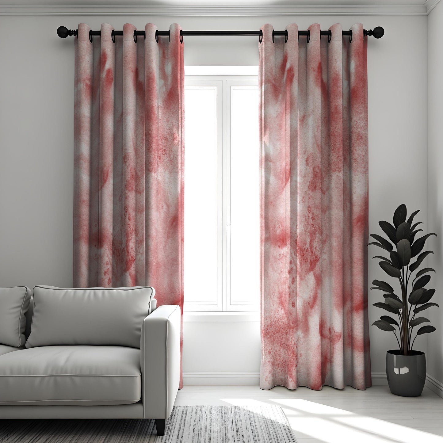 Blush Watercolor Curtains, Abstract Art Design Drapes