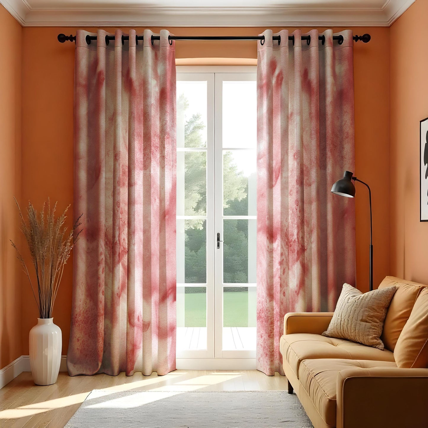 Blush Watercolor Curtains, Abstract Art Design Drapes