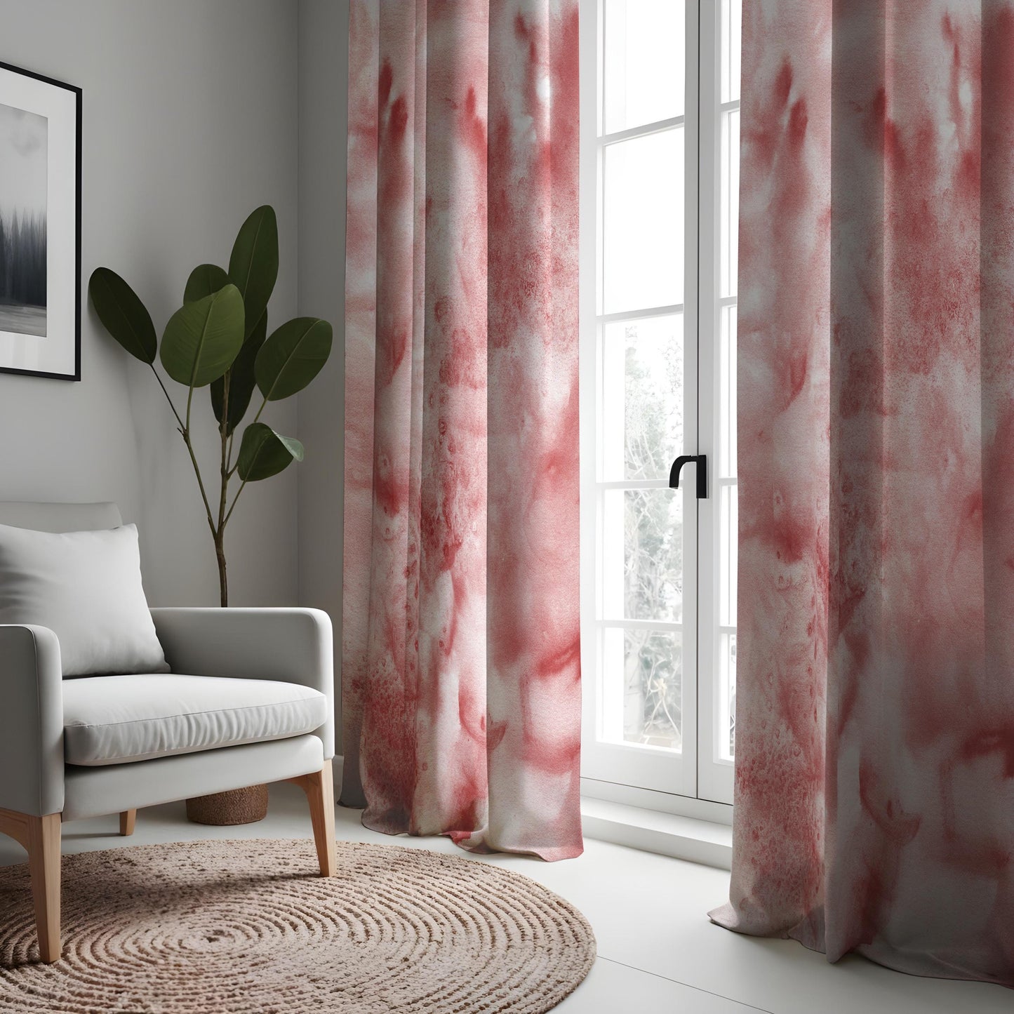 Blush Watercolor Curtains, Abstract Art Design Drapes