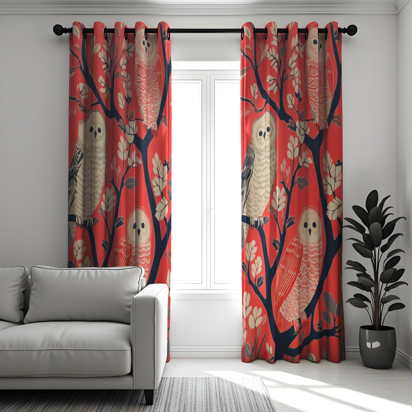 Japanese Cherry Blossom Curtains, Tranquil Sakura Mountain Landscape