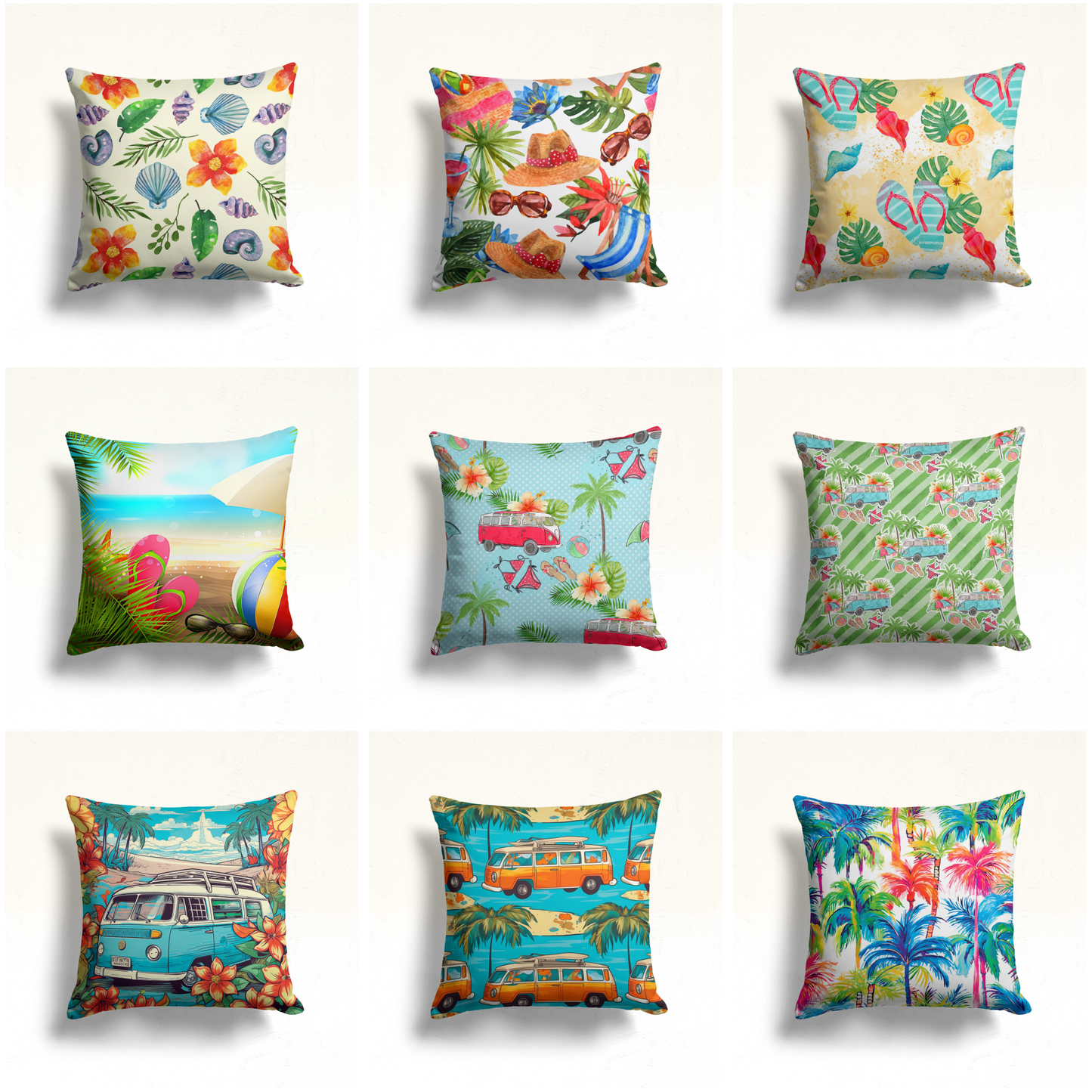 Summer House Palm Tree Colorful Cushion Cover