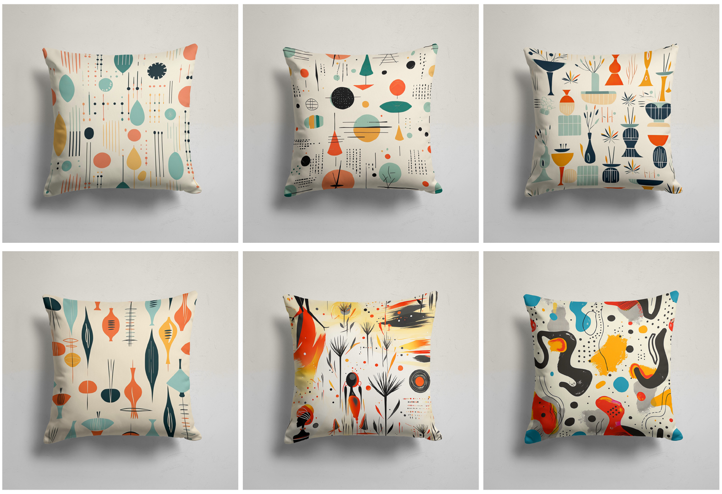Mid-Century Inspired Abstract, Retro Geometric Vases