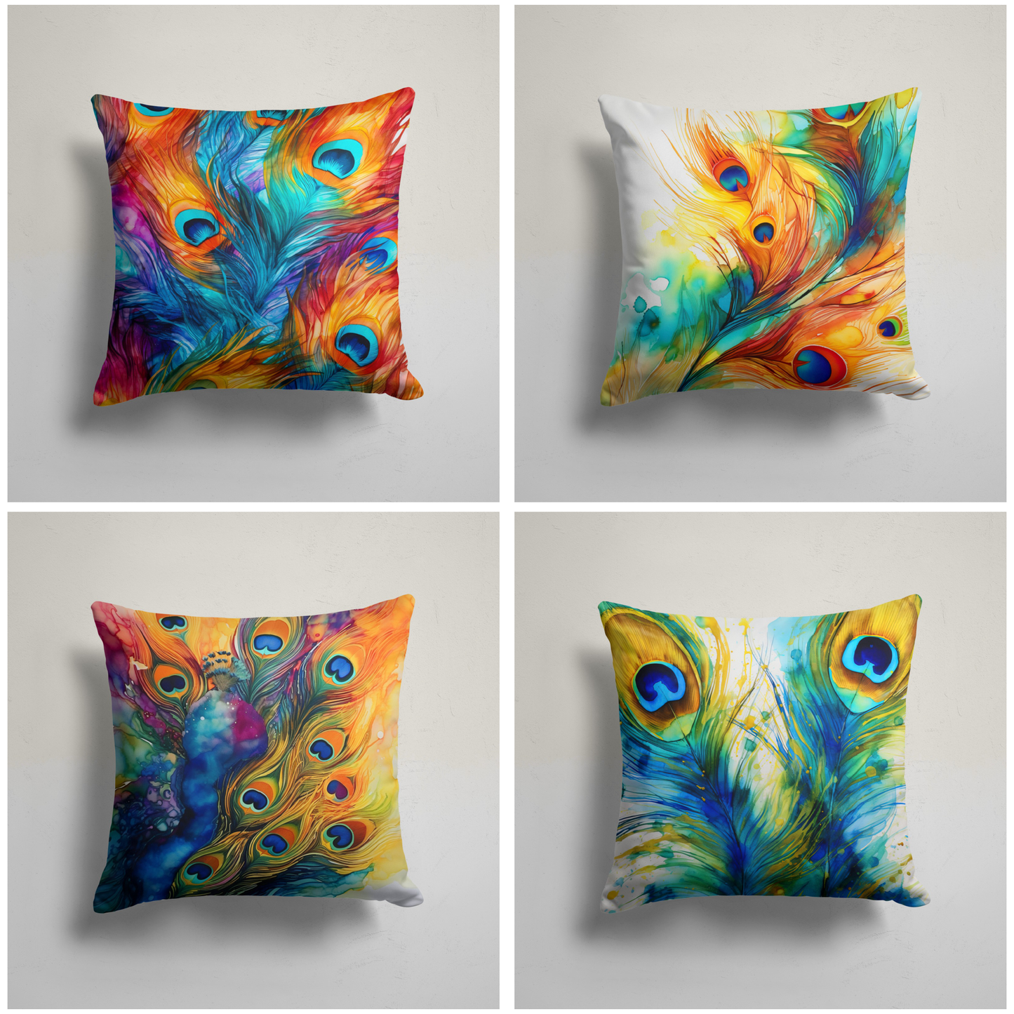 Peacock Feather Printing Cushion Cover