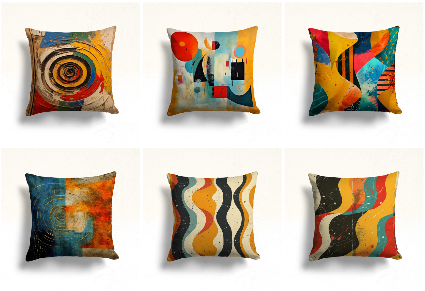 Bold Vibrant Shapes Abstract Cushion Cover, Retro Wave Design