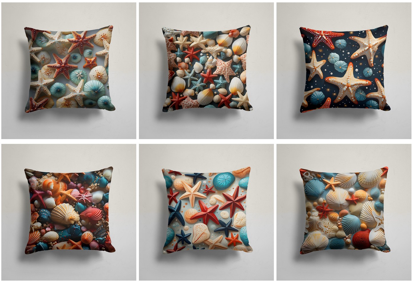 Seashells & Coral Delight Cushion Cover, Oceanic Harmony