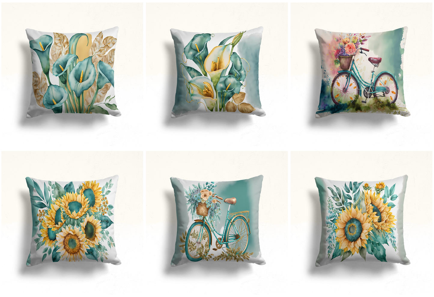 Golden Calla Lily Cushion Cover, Romantic Pastel Charm
