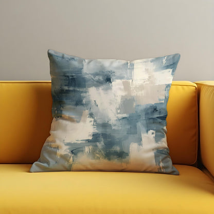 Abstract Blue Cushion Cover, Modern Painterly Throw Pillow Case