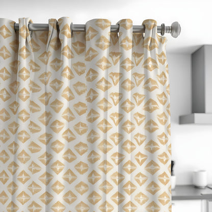 Beige Geometric Curtains, Neutral Minimalist Window Drapes
