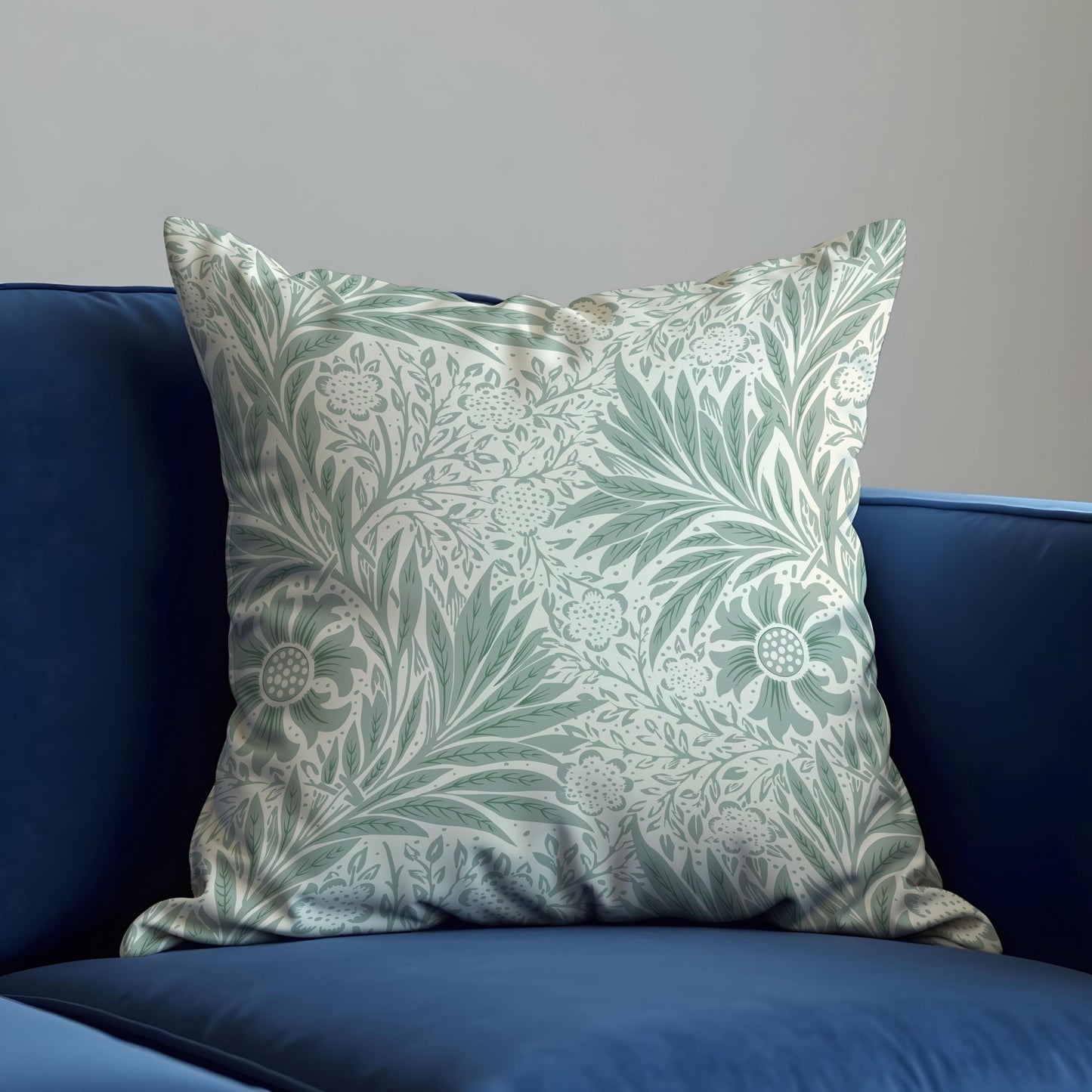 Sage Green Floral Cushion Cover, Farmhouse Botanical Throw Pillow Case