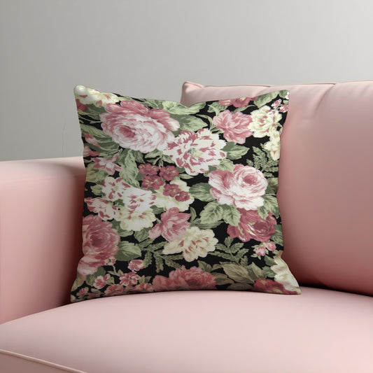 Classic Floral Cushion Cover, Pink Rose & Peony Cottagecore Pillow Case