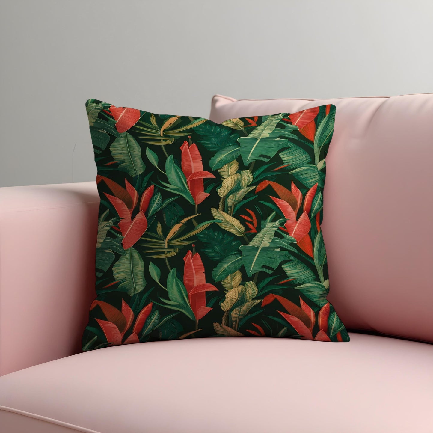 Tropical Banana Leaf Cushion Cover, Dark Green Jungle Pillowcase