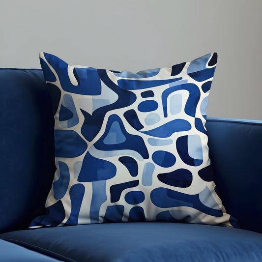 Abstract Blue Cushion Cover, Navy Blue Pattern Pillow Case