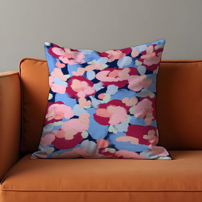 Abstract Floral Cushion Cover, Paint Effect Brushstroke Pillow Cover