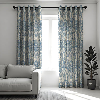 Blue Damask Curtains, Classic Made to Measure Window Drapes
