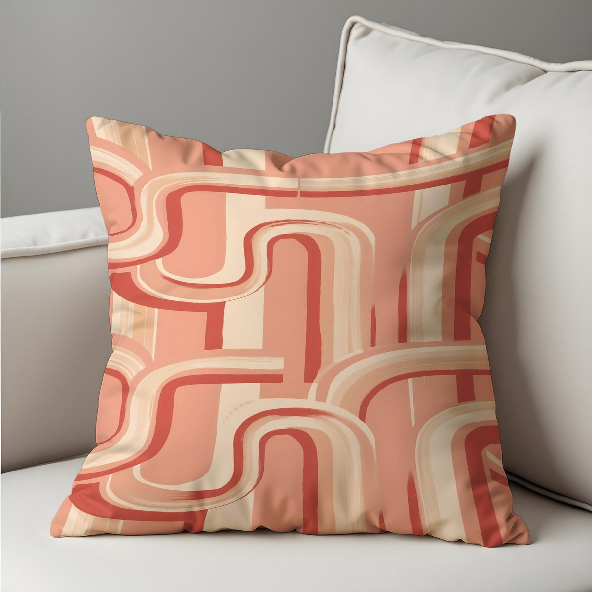 Retro Pink Cushion Cover, 70s Stripe Throw Pillow Case