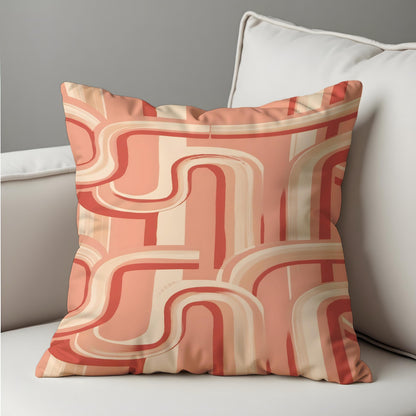 Retro Pink Cushion Cover, 70s Stripe Throw Pillow Case