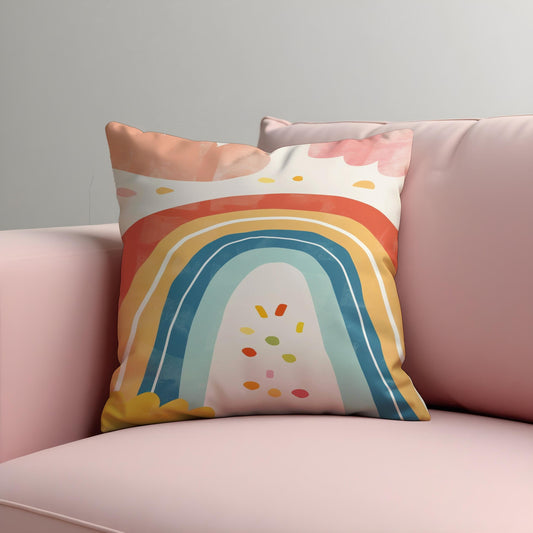 Rainbow Cushion Cover, Colorful Kids Room Throw Pillow Cover