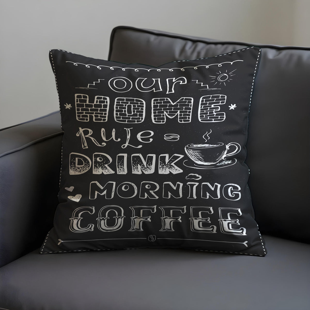 Coffee Quote Cushion Cover, Chalkboard Throw Pillow Case