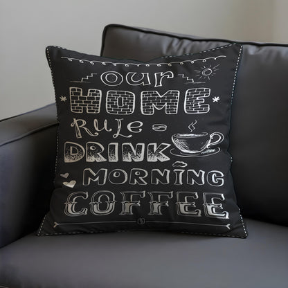 Coffee Quote Cushion Cover, Chalkboard Throw Pillow Case