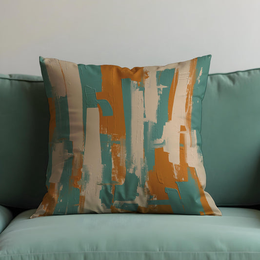 Teal Terracotta Cushion Cover, Brushstroke Pillow Case