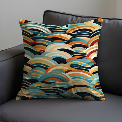 Retro Rainbow Wave Cushion Cover, Mid Century Modern Arches Pillow Case