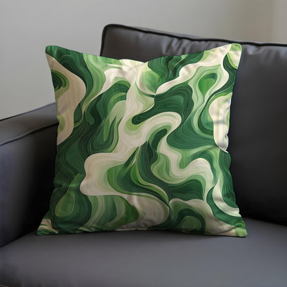 Green Marble Swirl Cushion Cover, Modern Abstract Throw Pillow Cover