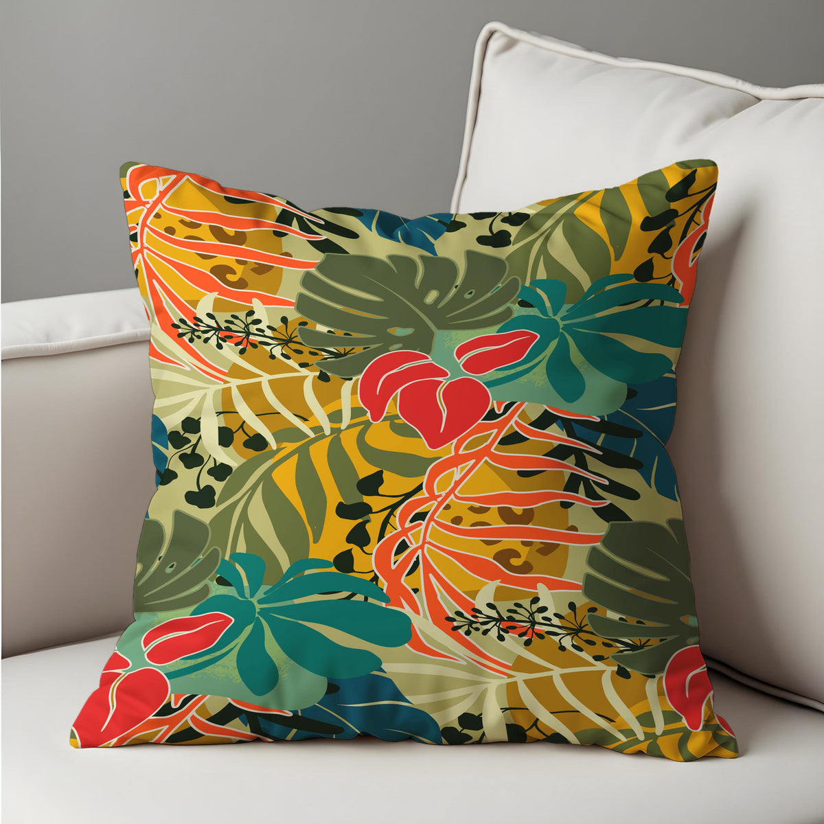 Tropical Leaf Cushion Cover, Botanical Throw Pillow Case