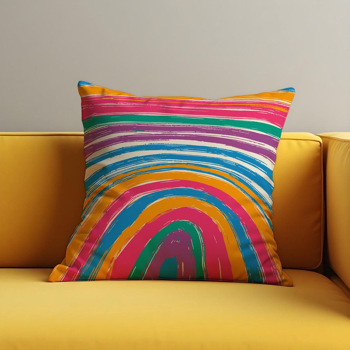 Rainbow Arch Abstract Cushion Cover, Colourful Throw Pillow Case
