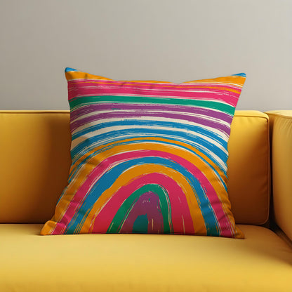 Rainbow Arch Abstract Cushion Cover, Colourful Throw Pillow Case