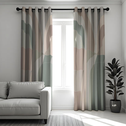 Beige Sage Arch Curtains, Neutral Minimalist Drapes