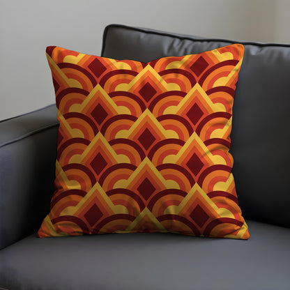 Retro Sunset Geometric Cushion Cover, Orange & Maroon Pillow Cover