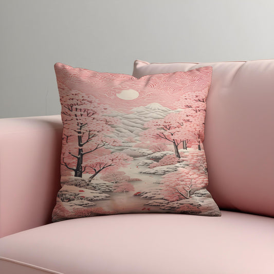 Cherry Blossom Cushion Cover, Japanese Throw Pillow Case