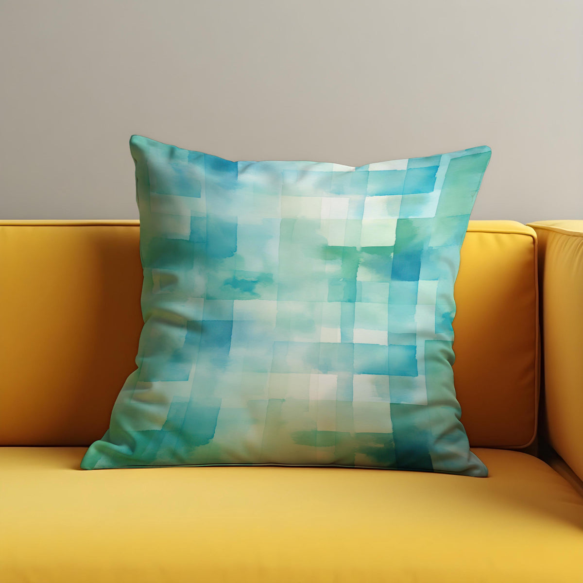 Blue Green Watercolor Throw Pillow Cover, Gradient Cushion Case