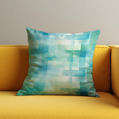 Blue Green Watercolor Throw Pillow Cover, Gradient Cushion Case