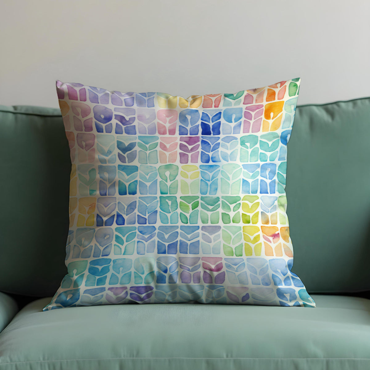 Colorful Geometric Cushion Cover, Watercolor Throw Pillow Case