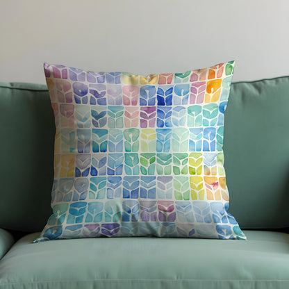 Colorful Geometric Cushion Cover, Watercolor Throw Pillow Case