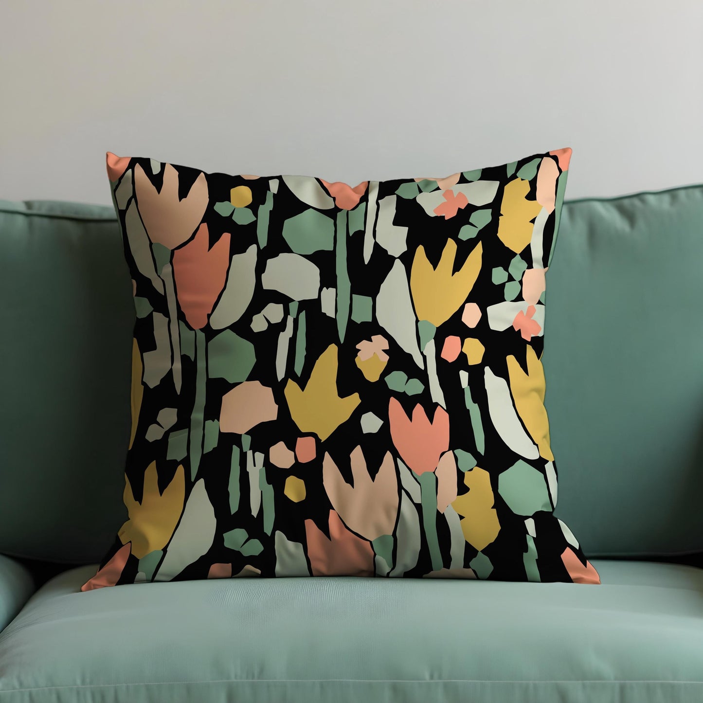 Bold Floral Cushion Cover, Modern Abstract Tulip Pillow Case