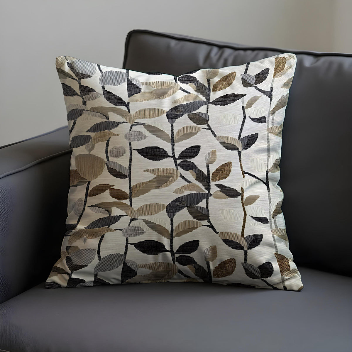 Neutral Leaf Cushion Cover, Earth Tone Pillow Case