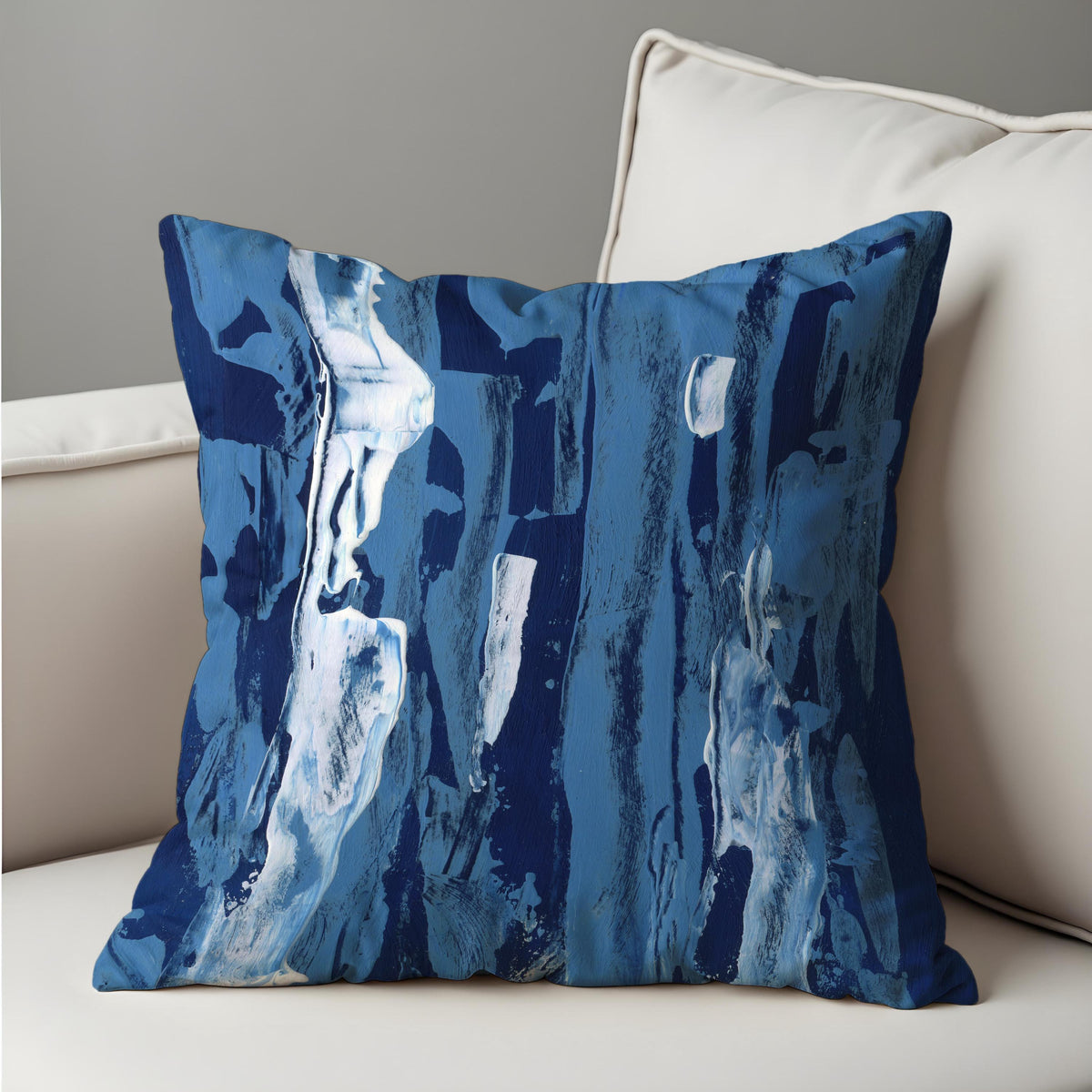 Blue Marble Effect Cushion Cover, Abstract Pillow Case