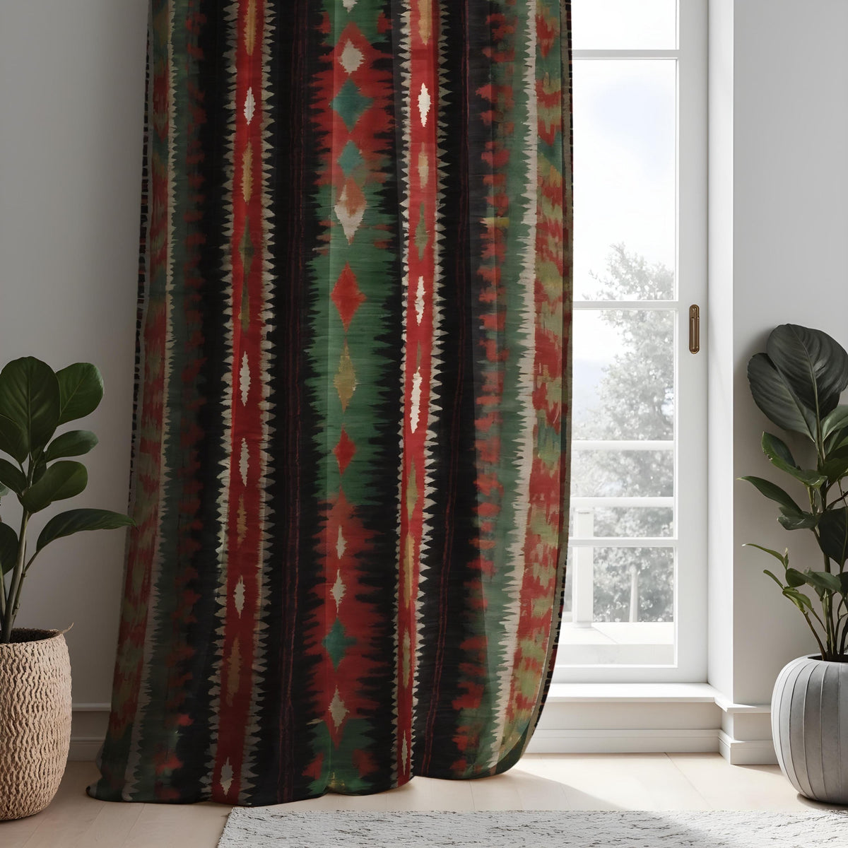 Southwestern Aztec Stripe Curtains, Rustic Lodge Drapes