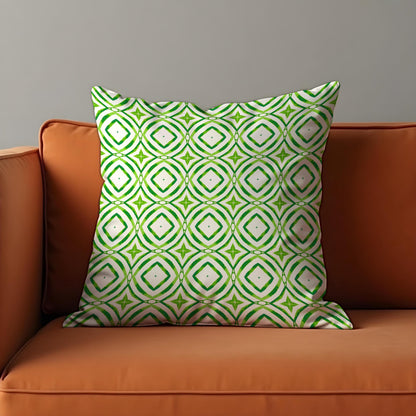 Green Geometric Cushion Cover, Modern Retro Throw Pillow Cover