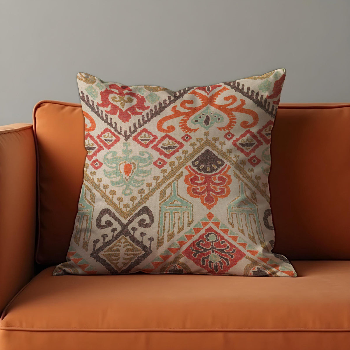 Boho Ikat Cushion Cover, Geometric Ethnic Throw Pillow Case