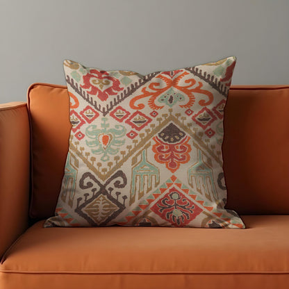 Boho Ikat Cushion Cover, Geometric Ethnic Throw Pillow Case