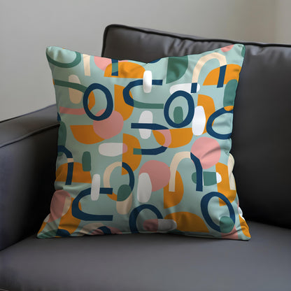 Modern Abstract Cushion Cover, Colorful Mid-Century Throw Pillow Cover