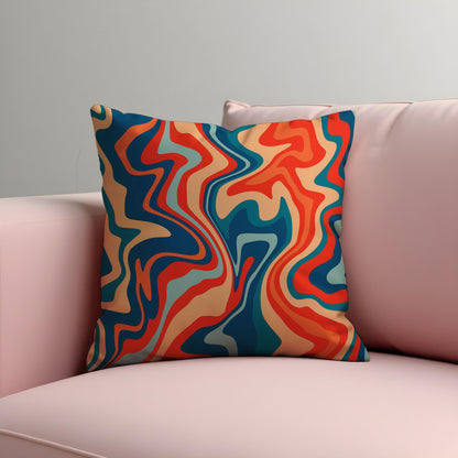 Psychedelic Swirl Cushion Cover, Retro Groovy Abstract Pillow Cover