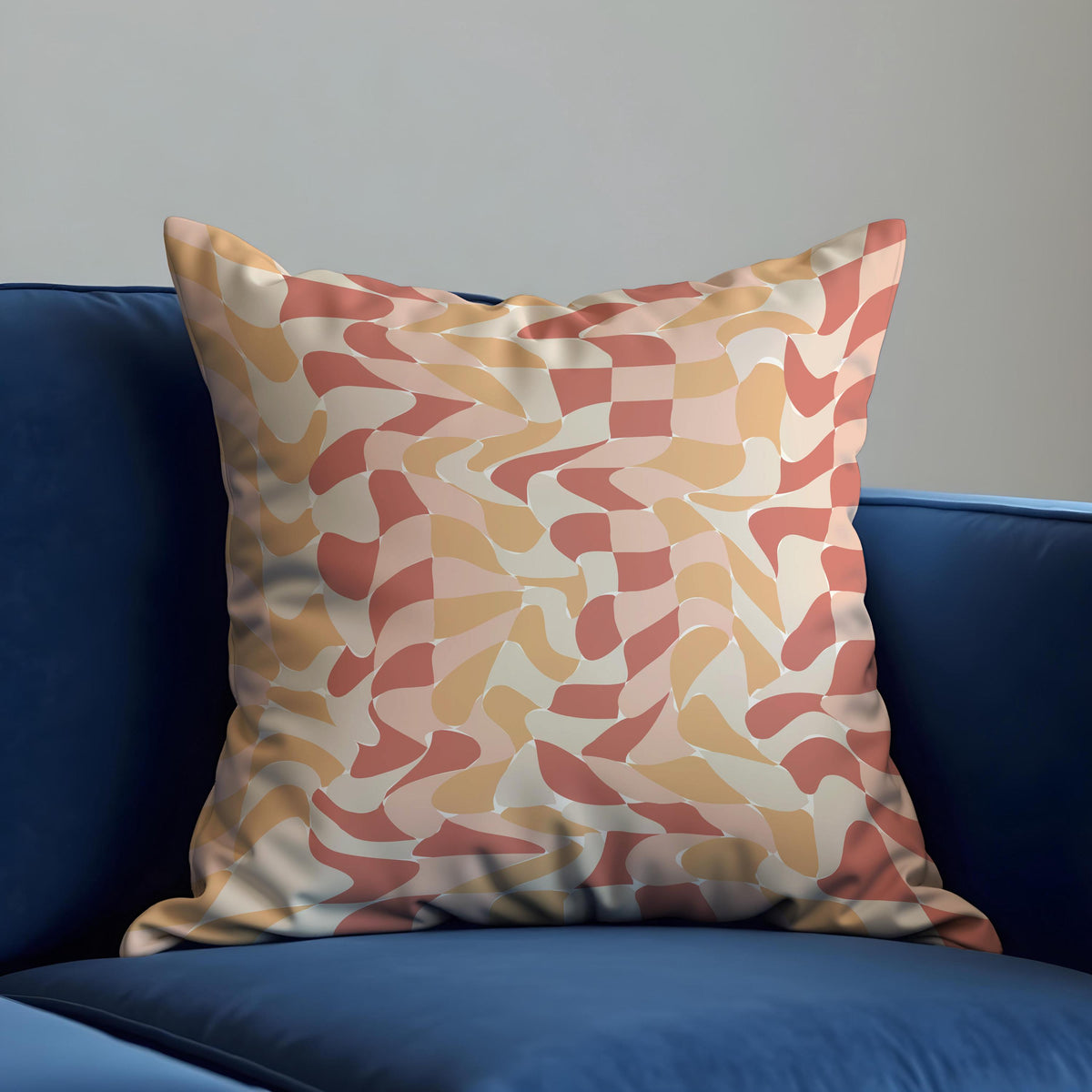Peach Wave Cushion Cover, Retro Throw Pillow Case