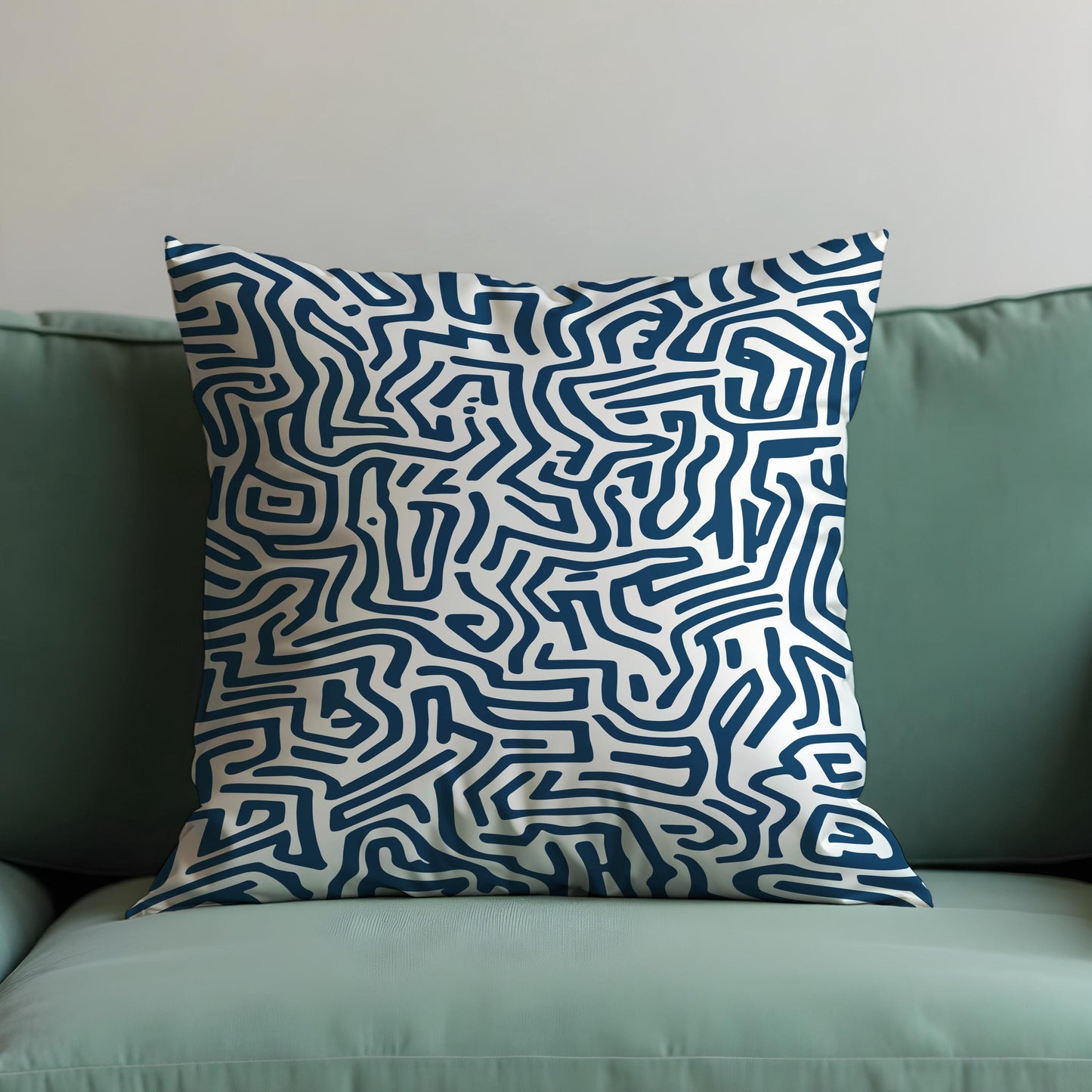 Modern Line Art Maze Pattern Cushion Cover, Abstract Pillow Cover