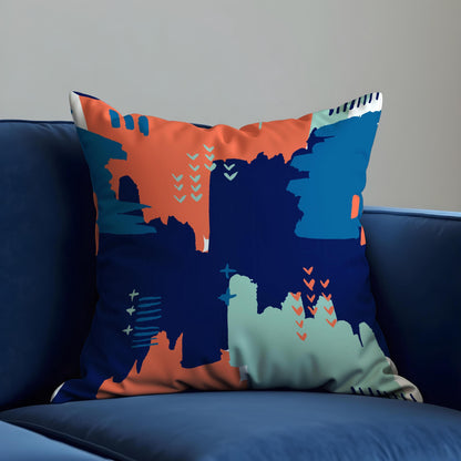 Bold Abstract Throw Pillow Cover, Coral & Teal Modern Cushion Case